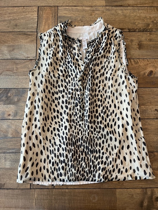 J. Crew Tops - J. Crew Sleeveless Black & Cream Dot Print Silk Blouse - Lightweight Women's Top